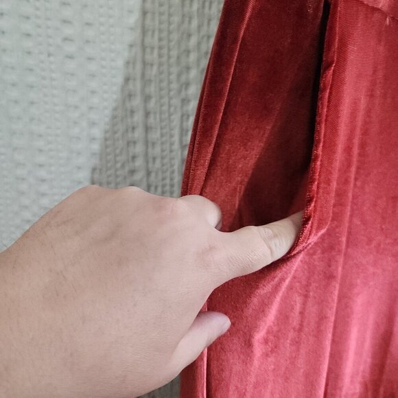 Lulus Hopeful Heart Red Velvet Backless Wide-Leg Jumpsuit Women's Size X-Large - Picture 9 of 14